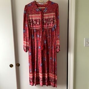 R.Vivimos Floral Long Sleeve Bohemian Dress S